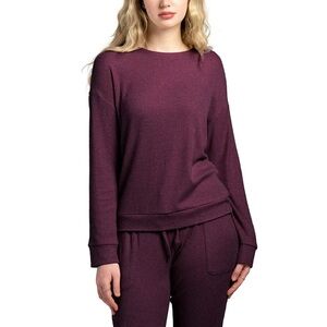 Women’s Hello Mello CuddleBlend Lounge Loose Sweater Long Sleeve Maroon Medium